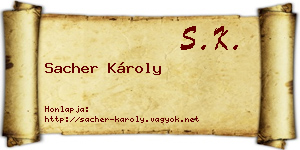 Sacher Károly névjegykártya