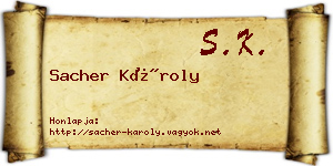 Sacher Károly névjegykártya
